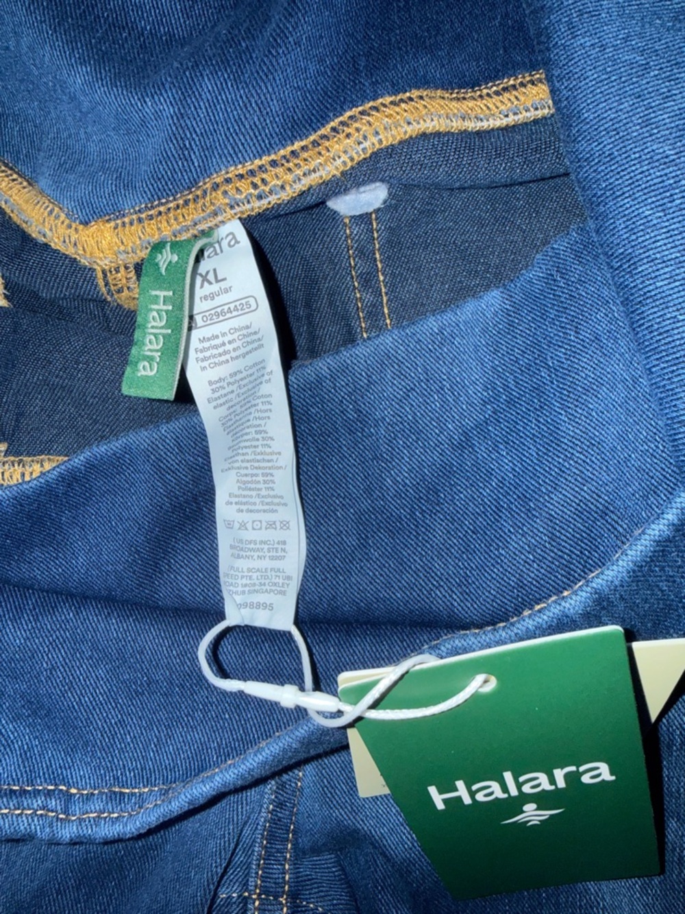 HALARA Estate Blue Denim-Look Stretch Bermuda Shorts flex high waisted tummy - Picture 2 of 5